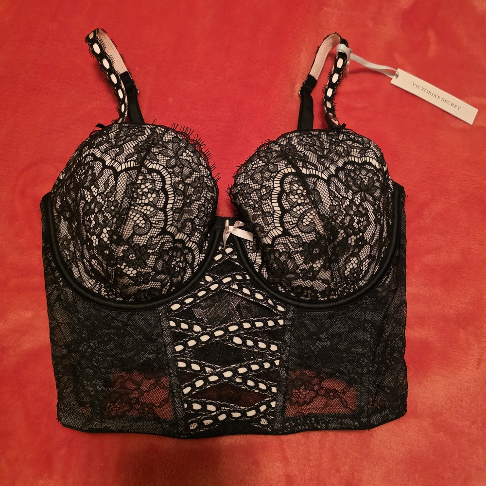 Victoria's Secret Black Lace Bustier Bra